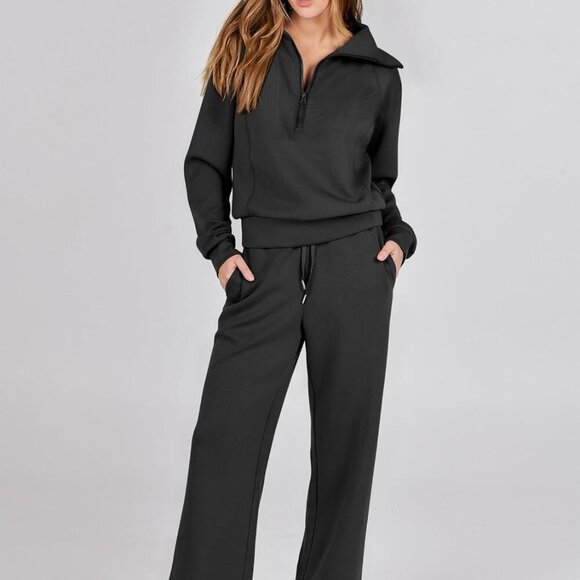Women Oversized 2-Piece Sweatset Black XL - Picture 2 of 9